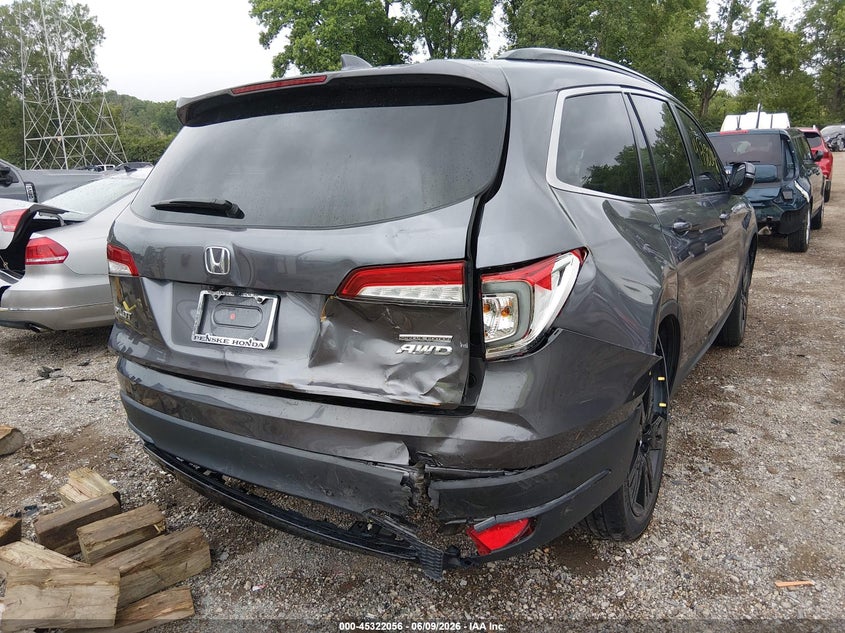 2022 Honda Pilot VIN 5FNYF6H21NB081514 IAAI salvage auction — REAR END, Salvage Title, sold $11,500 on 2026-07-29 (photo 6)
