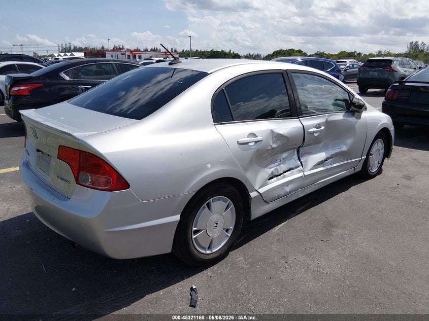 2007 Honda Civic hybrid VIN JHMFA36217S001656 IAAI salvage auction — RIGHT SIDE, Rebuildable (Florida), sold $375 on 2026-07-09 (photo 4)