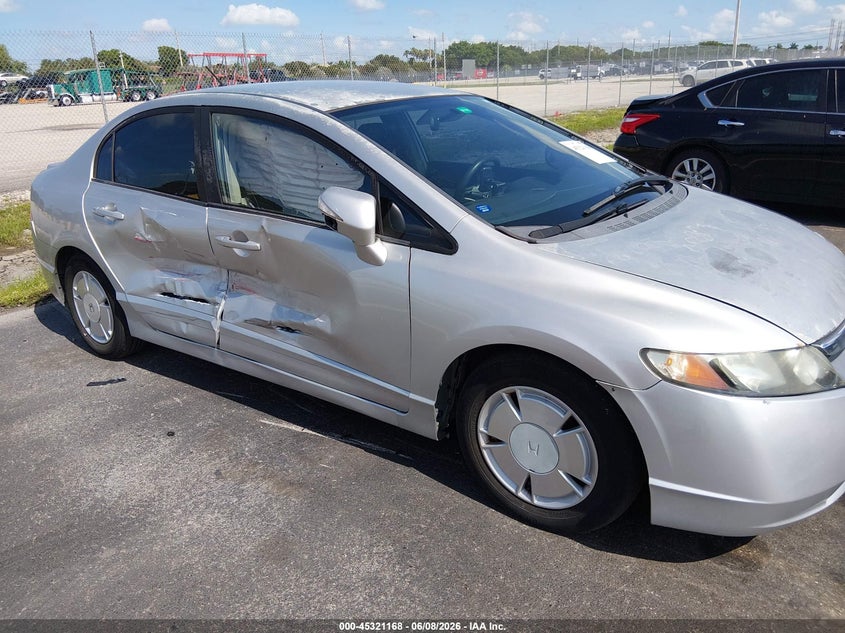 2007 Honda Civic hybrid VIN JHMFA36217S001656 IAAI salvage auction — RIGHT SIDE, Rebuildable (Florida), sold $375 on 2026-07-09 (photo 6)