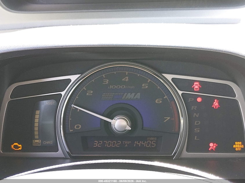 2007 Honda Civic hybrid VIN JHMFA36217S001656 IAAI salvage auction — RIGHT SIDE, Rebuildable (Florida), sold $375 on 2026-07-09 (photo 7)