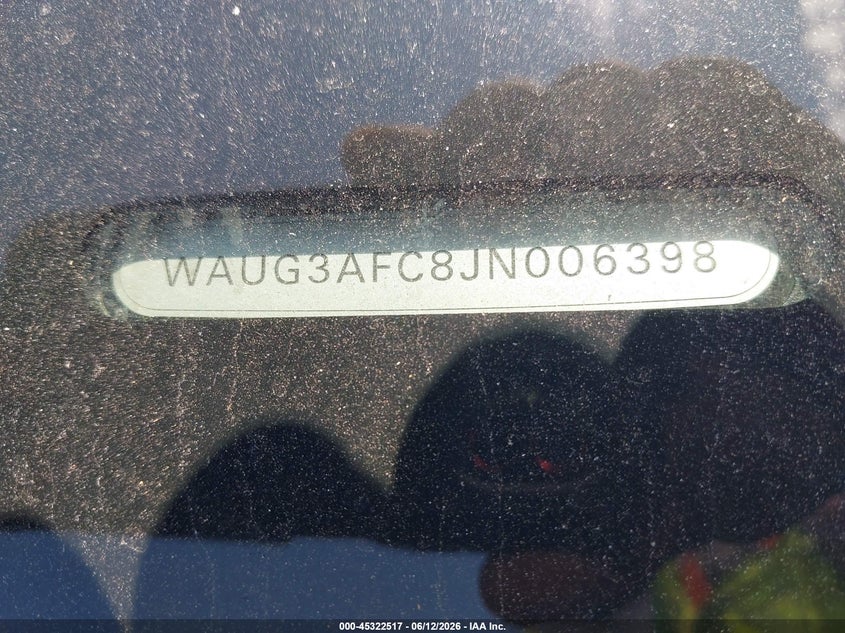 2018 Audi A6 VIN WAUG3AFC8JN006398 IAAI salvage auction — FRONT END, Salvage (Idaho), sold $1,900 on 2026-07-29 (photo 9)