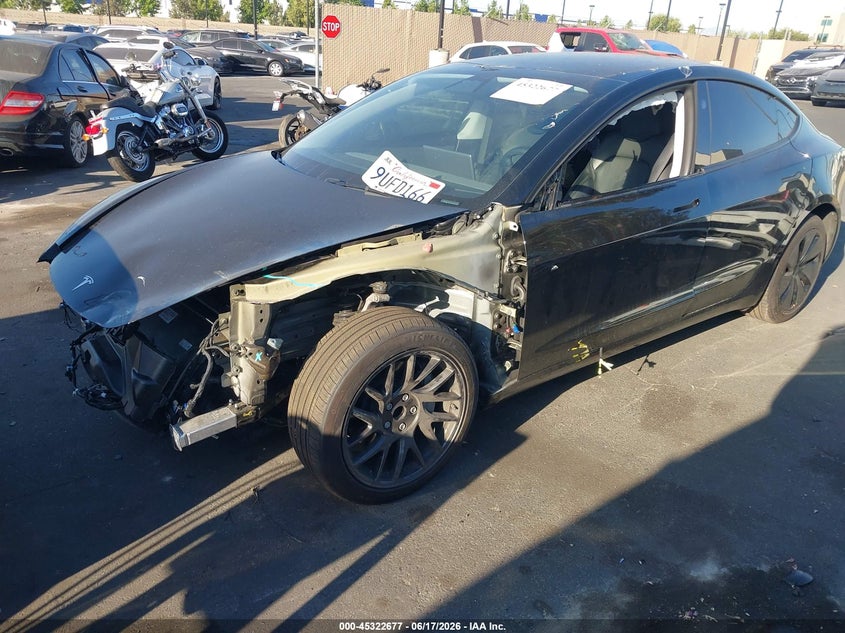 2025 Tesla Model 3 VIN 5YJ3E1EA3SF042964 IAAI salvage auction — LEFT FRONT, Salvage Certificate (California), sold $10,350 on 2026-07-17 (photo 2)