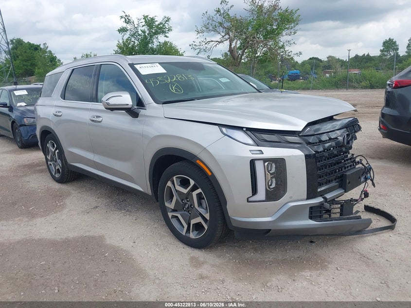 2025 Hyundai Palisade VIN KM8R4DGEXSU888798 IAAI salvage auction — LEFT FRONT, Salvage Title, sold $12,300 on 2026-07-21 (photo 1)