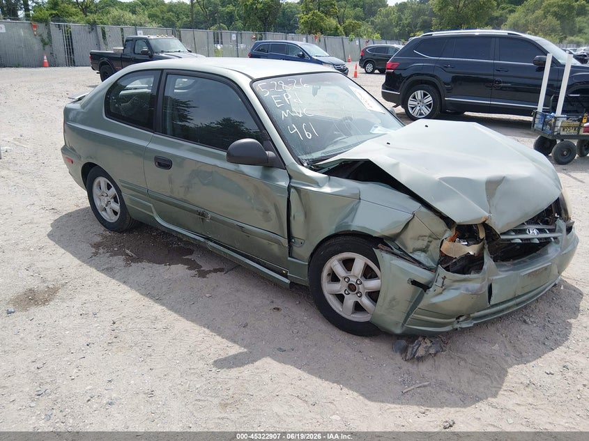 2004 Hyundai Accent VIN KMHCG35CX4U289721 IAAI salvage auction — FRONT END, Salvage (New Jersey), sold $25 on 2026-07-28 (photo 1)