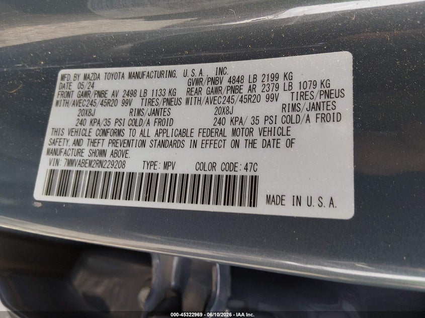 2024 Mazda Cx-50 VIN 7MMVABEM2RN229208 IAAI salvage auction — RIGHT SIDE, Clear (South Carolina), sold $9,900 on 2026-08-01 (photo 9)