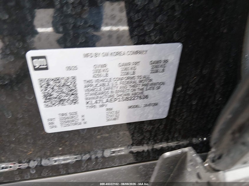 2025 Buick Envista VIN KL47LAEP1SB227636 IAAI salvage auction — FRONT END, Salvage Title, sold $25 on 2026-07-28 (photo 9)