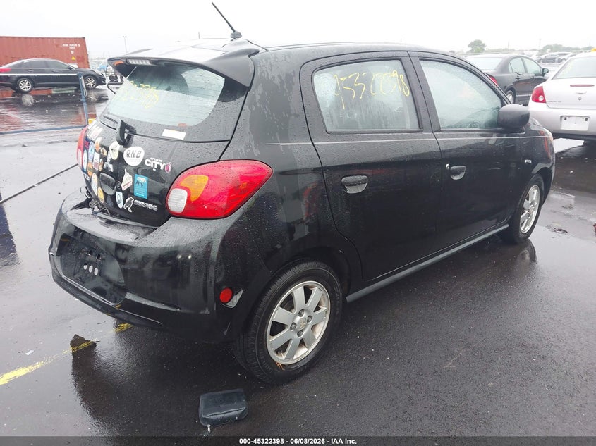 2015 Mitsubishi Mirage VIN ML32A4HJXFH034079 IAAI salvage auction — SIDE, Salvage Title, sold $275 on 2026-07-21 (photo 4)
