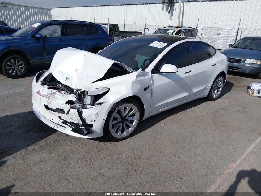 2022 Tesla Model 3 VIN 5YJ3E1EB3NF365943 IAAI salvage auction — FRONT END, Salvage Title, sold $6,200 on 2026-07-08 (photo 2)