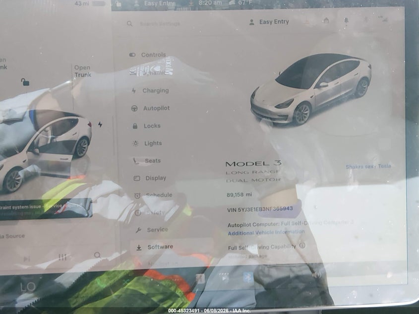 2022 Tesla Model 3 VIN 5YJ3E1EB3NF365943 IAAI salvage auction — FRONT END, Salvage Title, sold $6,200 on 2026-07-08 (photo 7)