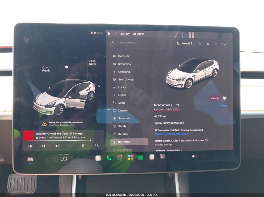 2020 Tesla Model 3 VIN 5YJ3E1EC8LF586962 IAAI salvage auction — HAIL, Salvage Title, sold $11,500 on 2026-07-16 (photo 7)