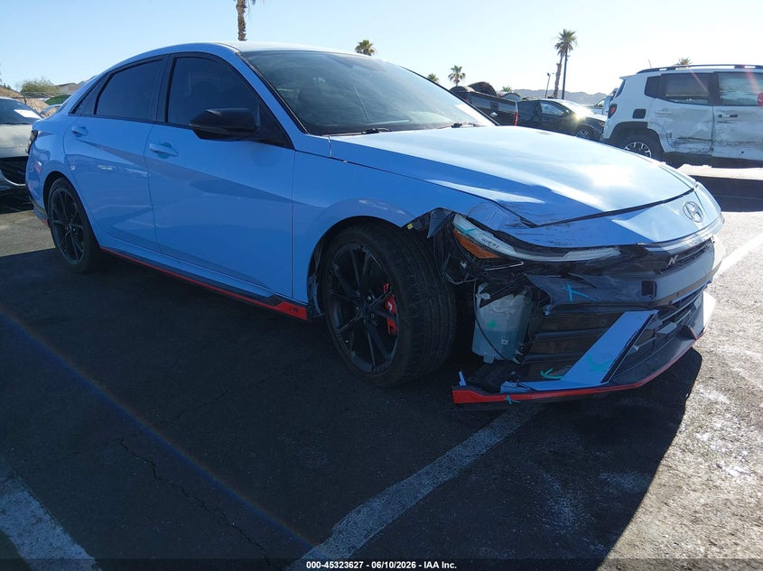2025 Hyundai Elantra n VIN KMHLW4DK5SU025871 IAAI salvage auction — FRONT & REAR, Salvage Title, sold $7,200 on 2026-08-02 (photo 1)