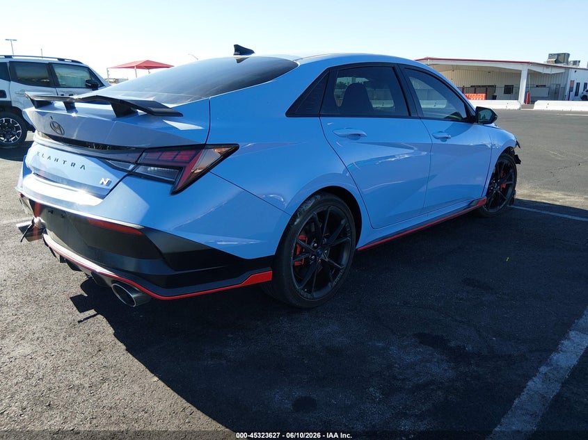 2025 Hyundai Elantra n VIN KMHLW4DK5SU025871 IAAI salvage auction — FRONT & REAR, Salvage Title, sold $7,200 on 2026-08-02 (photo 4)