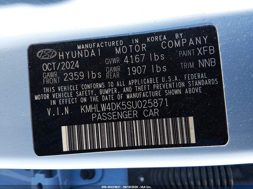 2025 Hyundai Elantra n VIN KMHLW4DK5SU025871 IAAI salvage auction — FRONT & REAR, Salvage Title, sold $7,200 on 2026-08-02 (photo 9)