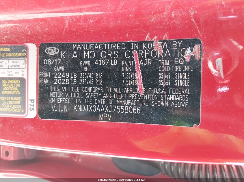 2018 Kia Soul VIN KNDJX3AAXJ7558066 IAAI salvage auction — REAR END, Salvage (South Carolina), sold $1,100 on 2026-07-28 (photo 9)