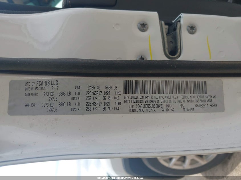 2018 Jeep Cherokee VIN 1C4PJMCB5JD528451 IAAI salvage auction — NORMAL WEAR, Sf97 (Oklahoma), sold $9,000 on 2026-08-03 (photo 9)