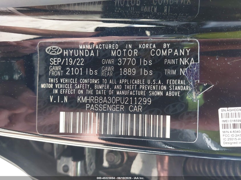 2023 Hyundai Venue VIN KMHRB8A30PU211299 IAAI salvage auction — RIGHT FRONT, Salvage - Greater Than 75% (Maryland), sold $2,050 on 2026-07-28 (photo 9)