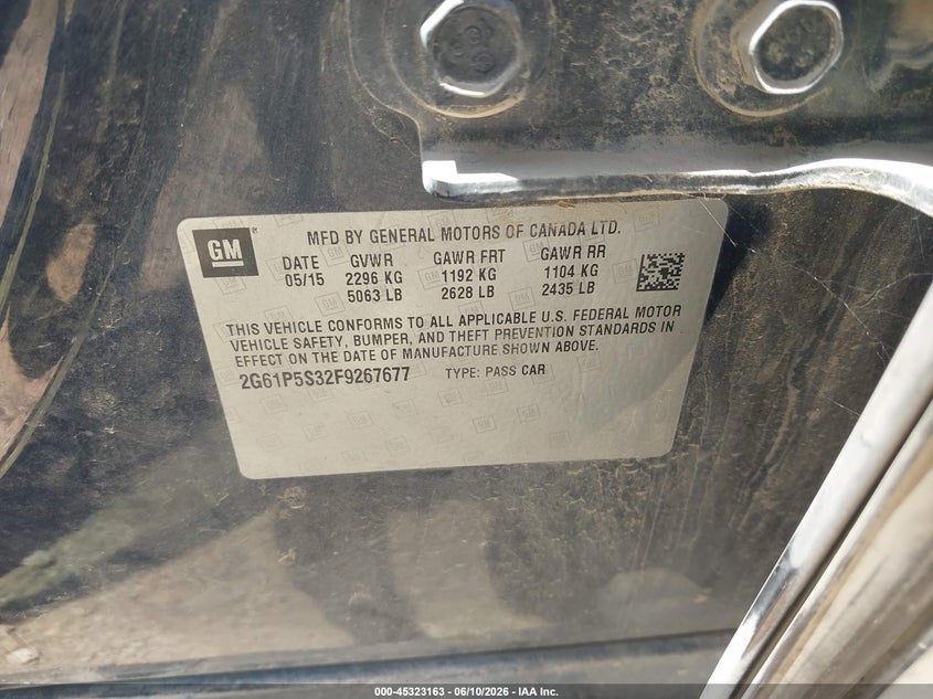 2015 Cadillac Xts VIN 2G61P5S32F9267677 IAAI salvage auction — FRONT END, Salvage Title, sold $25 on 2026-07-23 (photo 9)