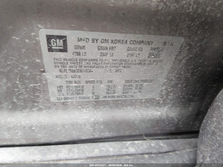 2014 Buick Encore VIN KL4CJBSB3EB749384 IAAI salvage auction — ROLLOVER, Salvage Title, sold $300 on 2026-07-14 (photo 9)