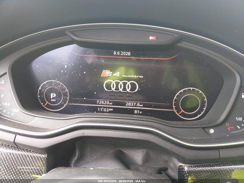 2018 Audi S4 VIN WAUC4AF44JA001470 IAAI salvage auction — FRONT END, Salvage Title, sold $6,300 on 2026-07-19 (photo 7)