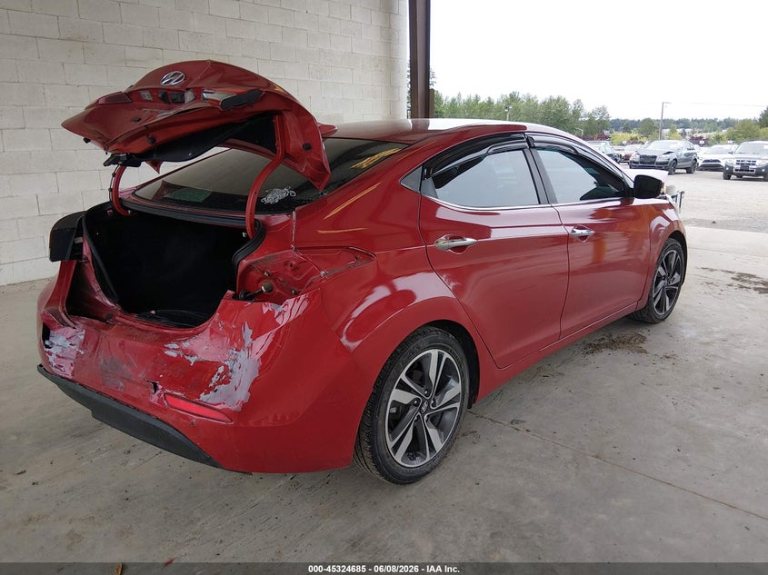 2014 Hyundai Elantra VIN KMHDH4AEXEU055966 IAAI salvage auction — FRONT & REAR, Salvage Title, sold $425 on 2026-07-22 (photo 4)