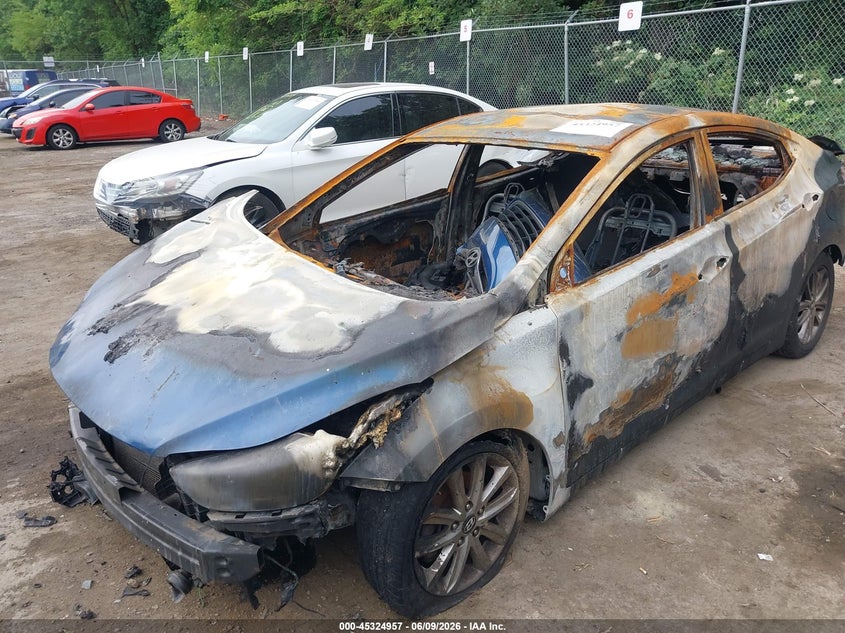 2014 Hyundai Elantra VIN KMHDH4AEXEU111243 IAAI salvage auction — ENGINE BURN, Salvage - Greater Than 75% (Maryland), sold $250 on 2026-07-14 (photo 6)