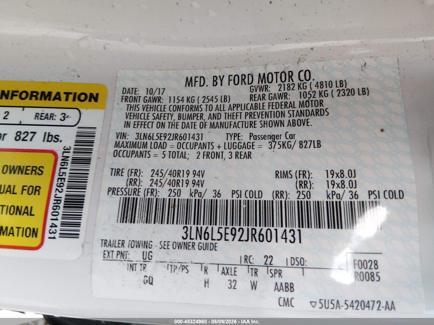 2018 Lincoln Mkz VIN 3LN6L5E92JR601431 IAAI salvage auction — SIDE, Salvage (Louisiana), sold $3,050 on 2026-07-22 (photo 9)