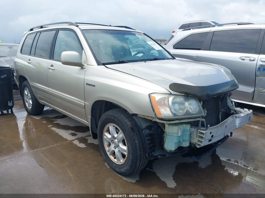 2003 Toyota Highlander VIN JTEHF21A730099811 IAAI salvage auction — LEFT FRONT, Salvage (Texas), sold $675 on 2026-07-14 (photo 1)
