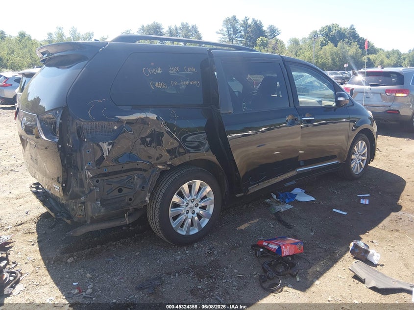 2015 Toyota Sienna VIN 5TDDK3DC3FS102836 IAAI salvage auction — RIGHT REAR, Salvage (Massachusetts), sold $5,500 on 2026-08-01 (photo 4)