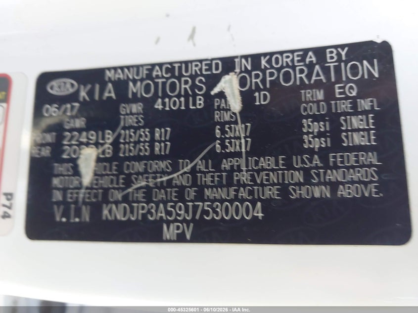 2018 Kia Soul VIN KNDJP3A59J7530004 IAAI salvage auction — NORMAL WEAR, Clear-Dealer Only (Arizona), sold $1,375 on 2026-07-14 (photo 9)