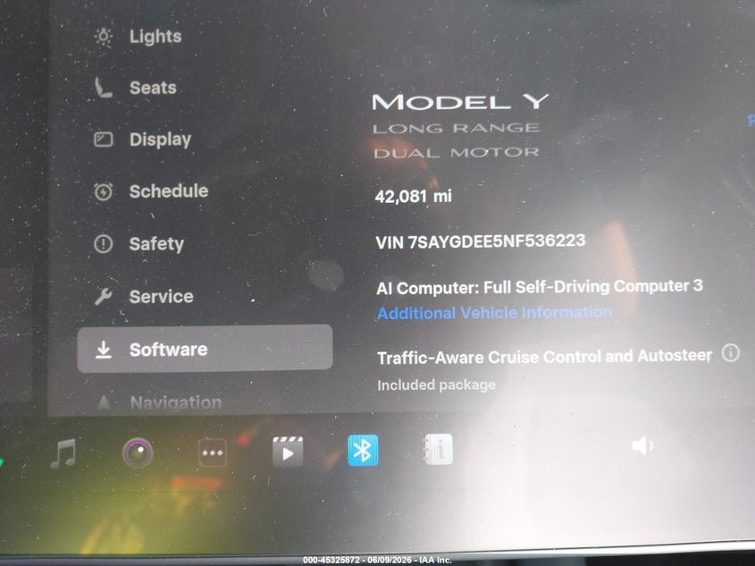 2022 Tesla Model y VIN 7SAYGDEE5NF536223 IAAI salvage auction — REAR END, Salvage (California), sold $9,600 on 2026-07-29 (photo 7)