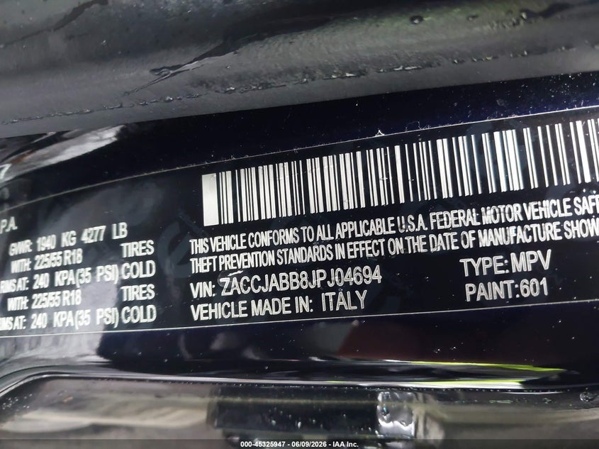 2018 Jeep Renegade VIN ZACCJABB8JPJ04694 IAAI salvage auction — RIGHT REAR, Salvage (Idaho), sold $2,000 on 2026-07-07 (photo 9)