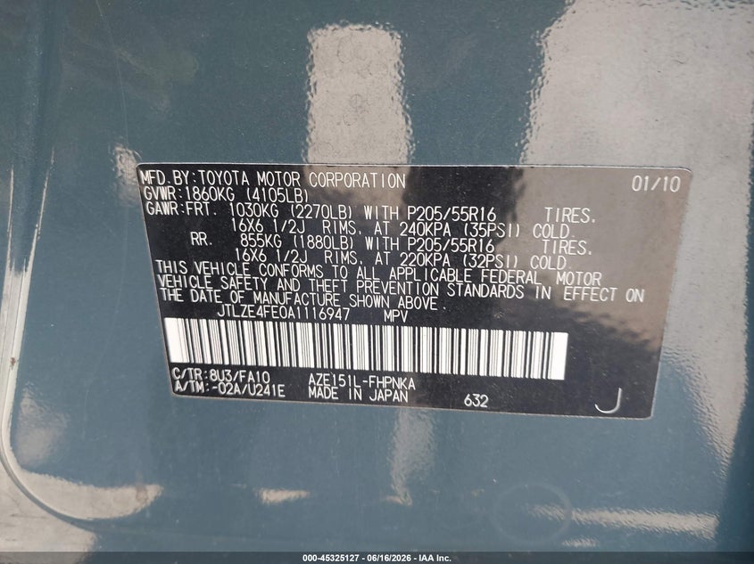 2010 Scion Xb VIN JTLZE4FE0A1116947 IAAI salvage auction — NORMAL WEAR, Clear (New Jersey), sold $350 on 2026-07-09 (photo 9)