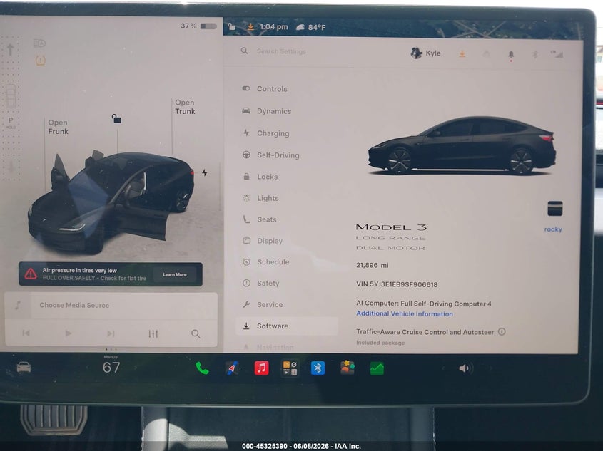 2025 Tesla Model 3 VIN 5YJ3E1EB9SF906618 IAAI salvage auction — SIDE, Salvage Title, sold $12,700 on 2026-07-20 (photo 7)