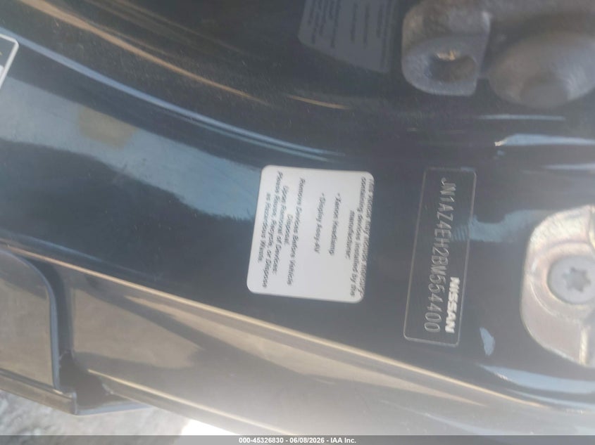 2011 Nissan 370z VIN JN1AZ4EH2BM554400 IAAI salvage auction — SUSPENSION, Clear (Massachusetts), sold $4,700 on 2026-07-17 (photo 9)