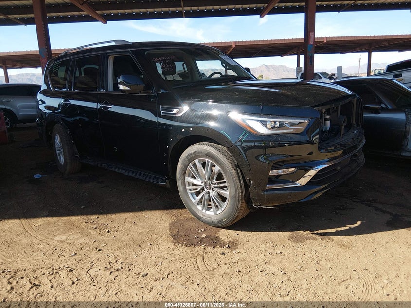 2021 Infiniti Qx80 VIN JN8AZ2AF2M9720575 IAAI salvage auction — FRONT & REAR, Salvage (Arizona), sold $8,000 on 2026-07-23 (photo 1)