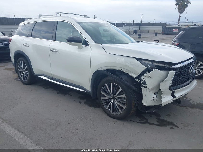 2023 Infiniti Qx60 VIN 5N1DL1GS6PC348606 IAAI salvage auction — FRONT & REAR, Salvage Title, sold $14,550 on 2026-07-22 (photo 1)