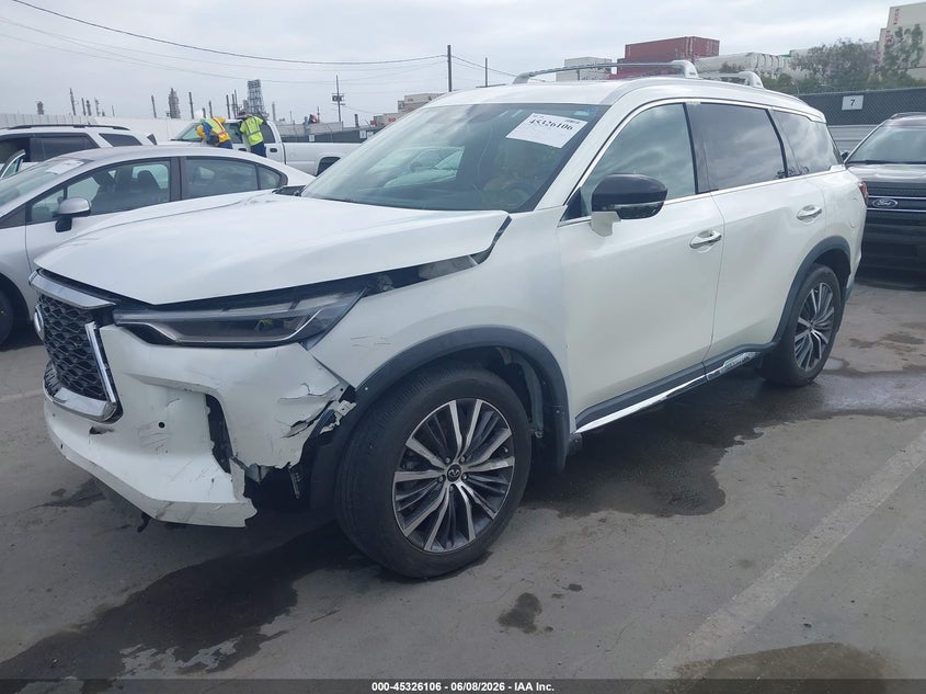 2023 Infiniti Qx60 VIN 5N1DL1GS6PC348606 IAAI salvage auction — FRONT & REAR, Salvage Title, sold $14,550 on 2026-07-22 (photo 2)