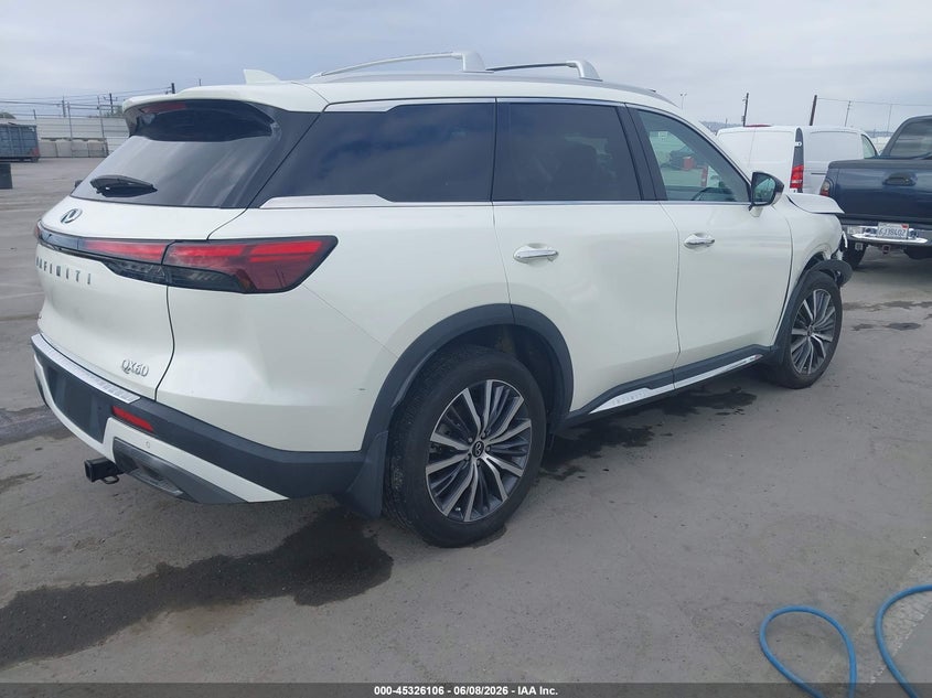 2023 Infiniti Qx60 VIN 5N1DL1GS6PC348606 IAAI salvage auction — FRONT & REAR, Salvage Title, sold $14,550 on 2026-07-22 (photo 4)
