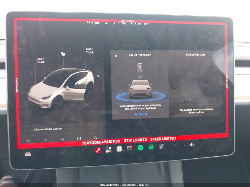 2023 Tesla Model y VIN 7SAYGDEE4PA101130 IAAI salvage auction — SIDE, Salvage Title, sold $11,100 on 2026-07-22 (photo 7)