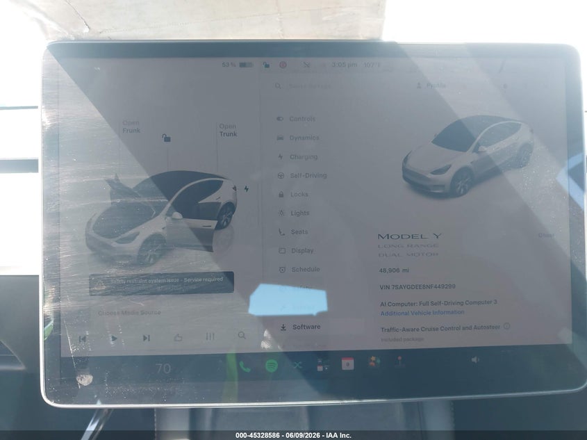 2022 Tesla Model y VIN 7SAYGDEE8NF449299 IAAI salvage auction — RIGHT SIDE, Salvage (Arizona), sold $6,100 on 2026-07-28 (photo 7)