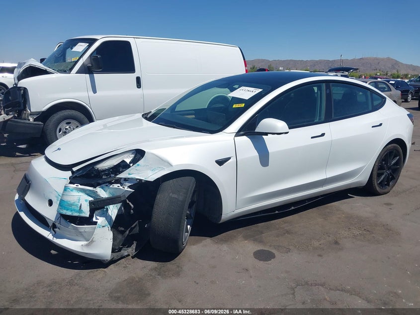 2023 Tesla Model 3 VIN 5YJ3E1EA5PF448302 IAAI salvage auction — LEFT FRONT, Salvage Title, sold $7,075 on 2026-07-14 (photo 6)