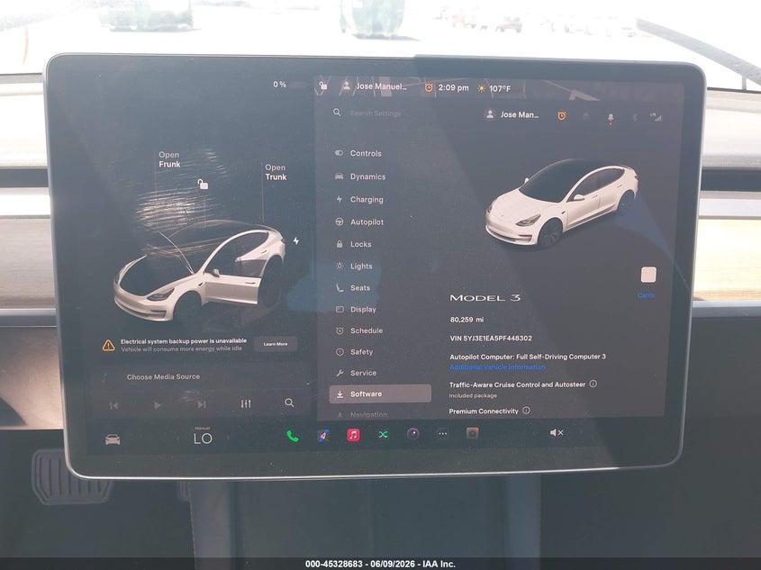 2023 Tesla Model 3 VIN 5YJ3E1EA5PF448302 IAAI salvage auction — LEFT FRONT, Salvage Title, sold $7,075 on 2026-07-14 (photo 7)