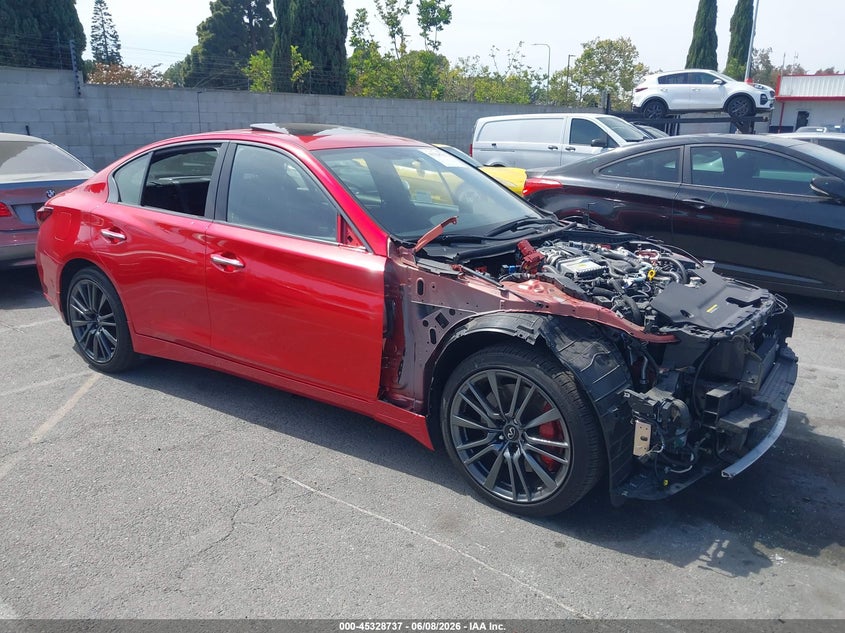 2024 Infiniti Q50 VIN JN1FV7DR4RM680538 IAAI salvage auction — VANDALISM, Salvage Title, sold $12,200 on 2026-07-30 (photo 1)