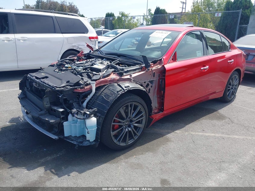 2024 Infiniti Q50 VIN JN1FV7DR4RM680538 IAAI salvage auction — VANDALISM, Salvage Title, sold $12,200 on 2026-07-30 (photo 2)