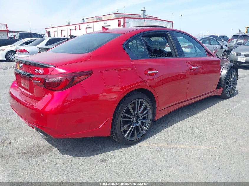 2024 Infiniti Q50 VIN JN1FV7DR4RM680538 IAAI salvage auction — VANDALISM, Salvage Title, sold $12,200 on 2026-07-30 (photo 4)