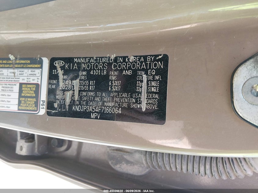 2015 Kia Soul VIN KNDJP3A54F7166064 IAAI salvage auction — REAR END, Repossessed (Missouri), sold $25 on 2026-07-30 (photo 9)