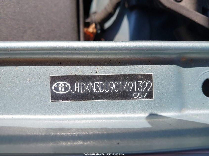 2012 Toyota Prius VIN JTDKN3DU9C1491322 IAAI salvage auction — SIDE, Salvage - 75% Or Less (Maryland), sold $2,500 on 2026-07-15 (photo 9)
