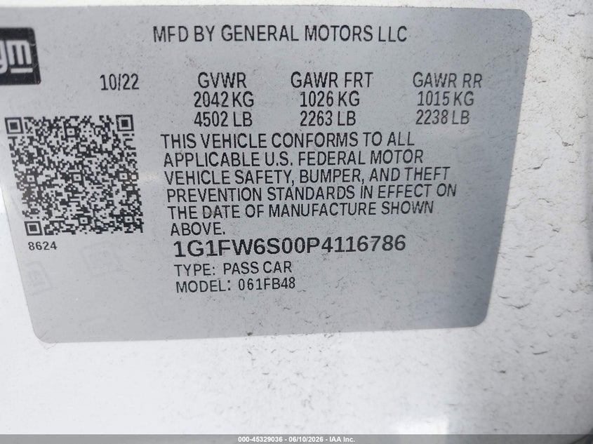 2023 Chevrolet Bolt euv VIN 1G1FW6S00P4116786 IAAI salvage auction — RIGHT SIDE, Salvage Certificate (California), sold $4,550 on 2026-07-08 (photo 9)