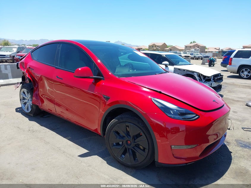 2022 Tesla Model y VIN 7SAYGDEE2NF546563 IAAI salvage auction — LEFT REAR, Salvage Title, sold $9,275 on 2026-08-01 (photo 1)