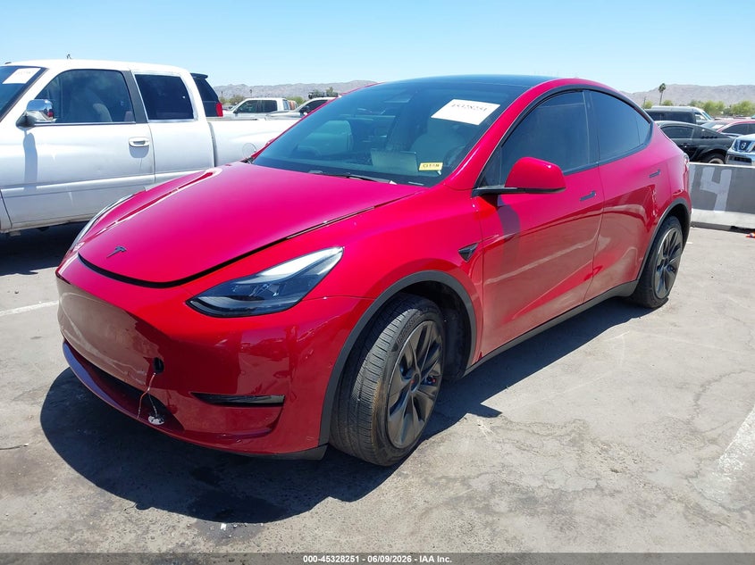 2022 Tesla Model y VIN 7SAYGDEE2NF546563 IAAI salvage auction — LEFT REAR, Salvage Title, sold $9,275 on 2026-08-01 (photo 2)
